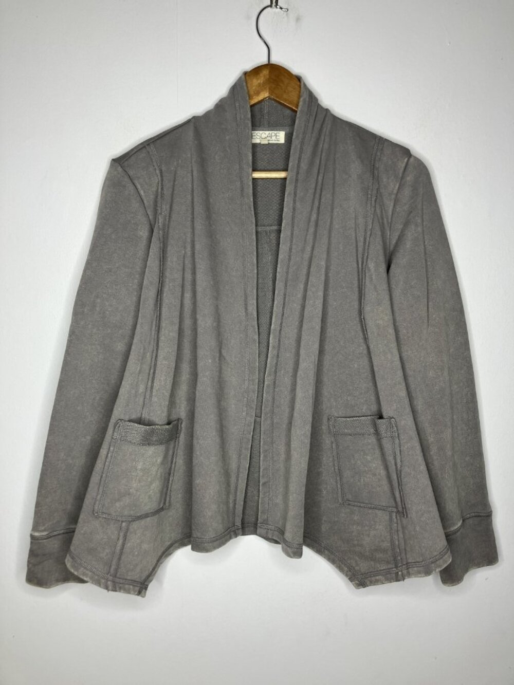 ESCAPE by Habitat Clothes Women's M Gray Cotton Open Front Cardigan Sweater
